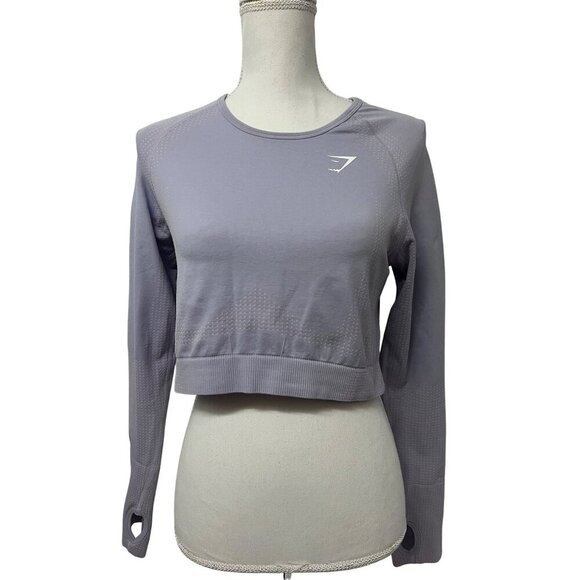 Gymshark Vital Seamless 2.0 Womens Crop Top Shirt XL Light Purple Lilac Stretch - Picture 1 of 8